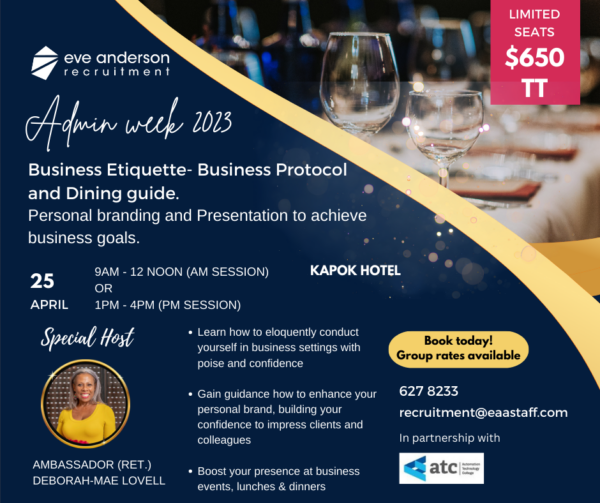 Admin Week event, Business Etiquette - Business Protocol and Dining Guide